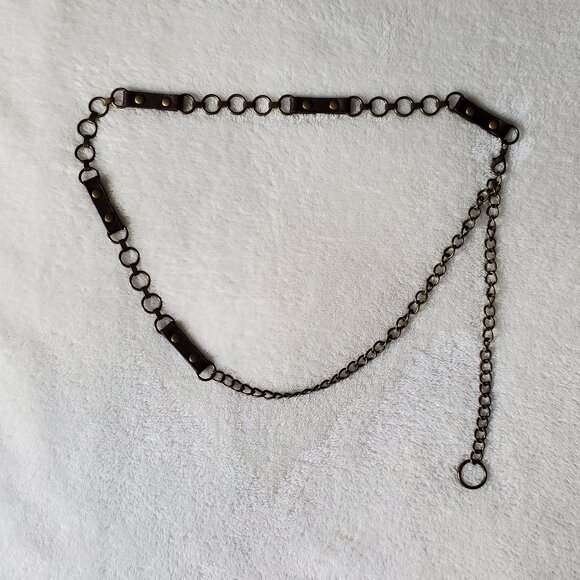 Vintage  Chain and Leather Belt - Picture 2 of 8